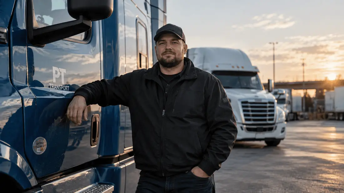 UAG Express driver beside his truck